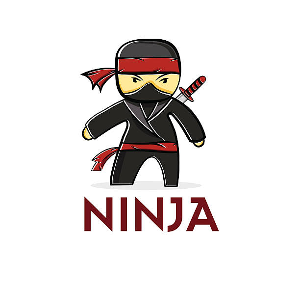 kreskówka, ninja - samurai katana chinese ethnicity men stock illustrations