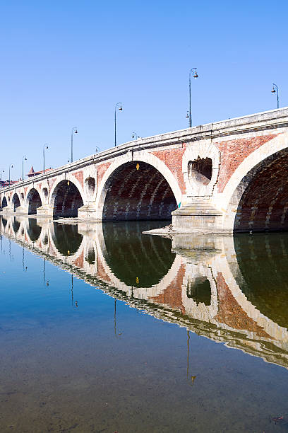 Pont neuf on the the Garonne river at Toulouse, France stock photo