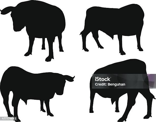 Cattle Collection Vector Silhouette Stock Illustration - Download Image Now - Agriculture, Animal, Backgrounds