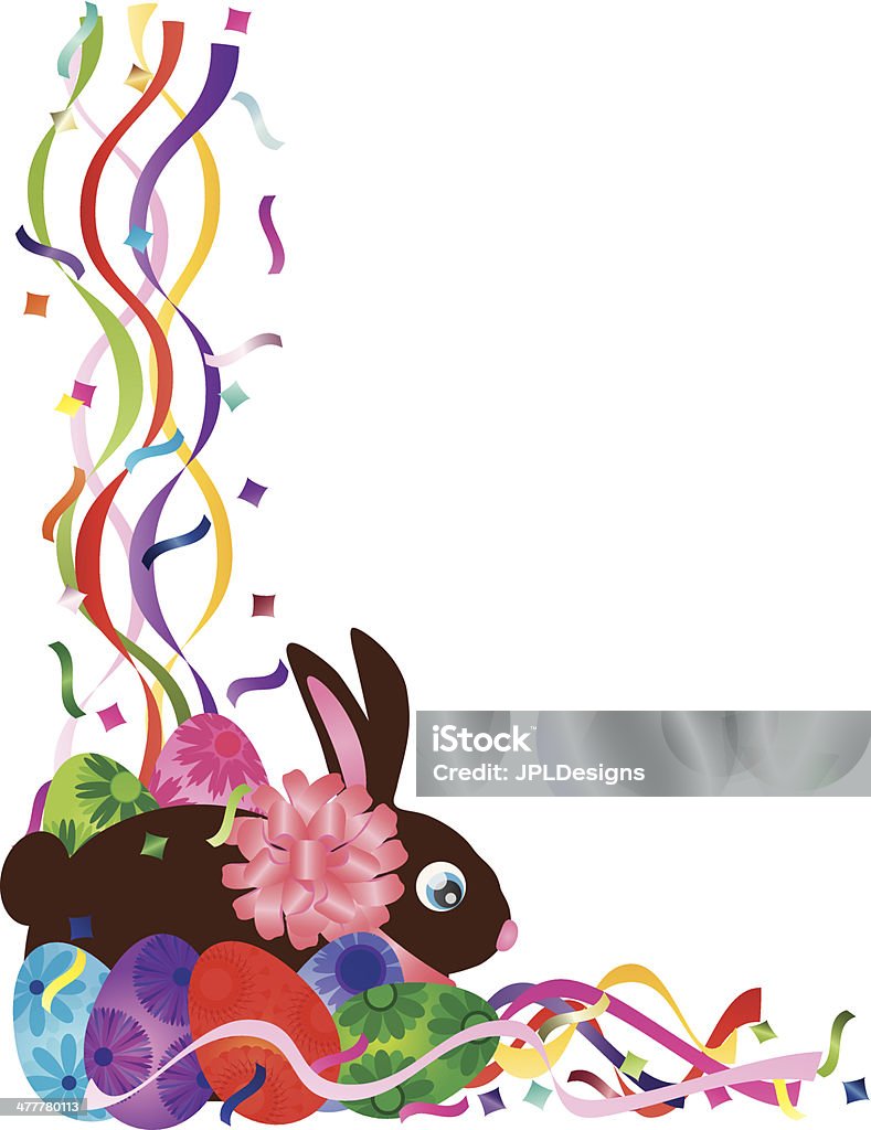 Coniglietto di Pasqua e uova in Coriandoli e stelle filanti bordo Illustrazione vettoriale - arte vettoriale royalty-free di Astratto