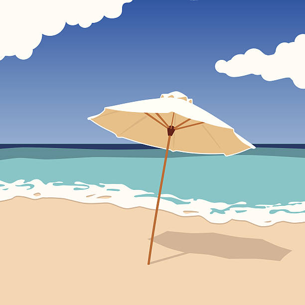 Vector umbrella on beach vector art illustration