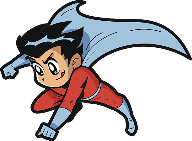Anime Manga Boy Superhero vector art illustration