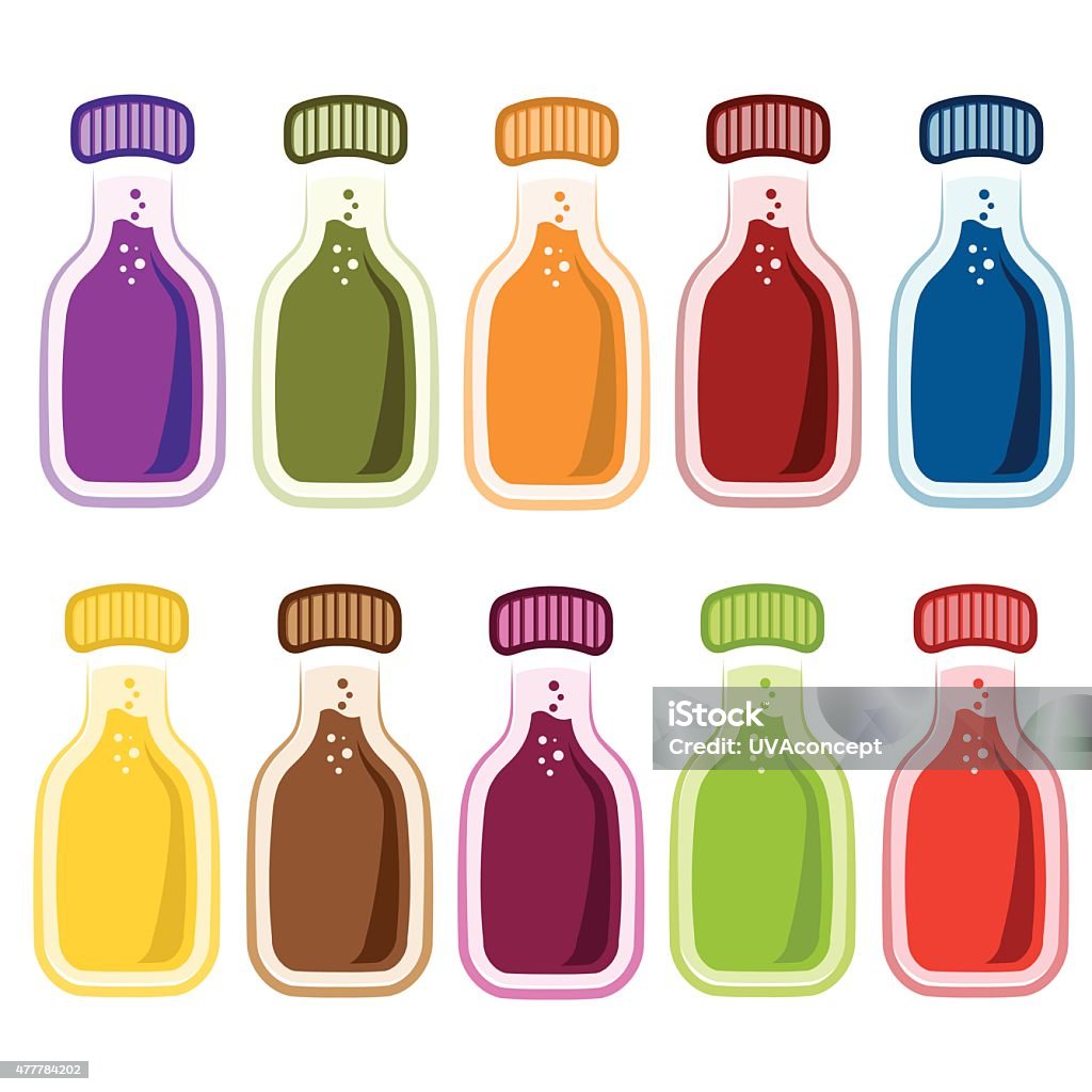 set of bottles with juice 2015 stock vector