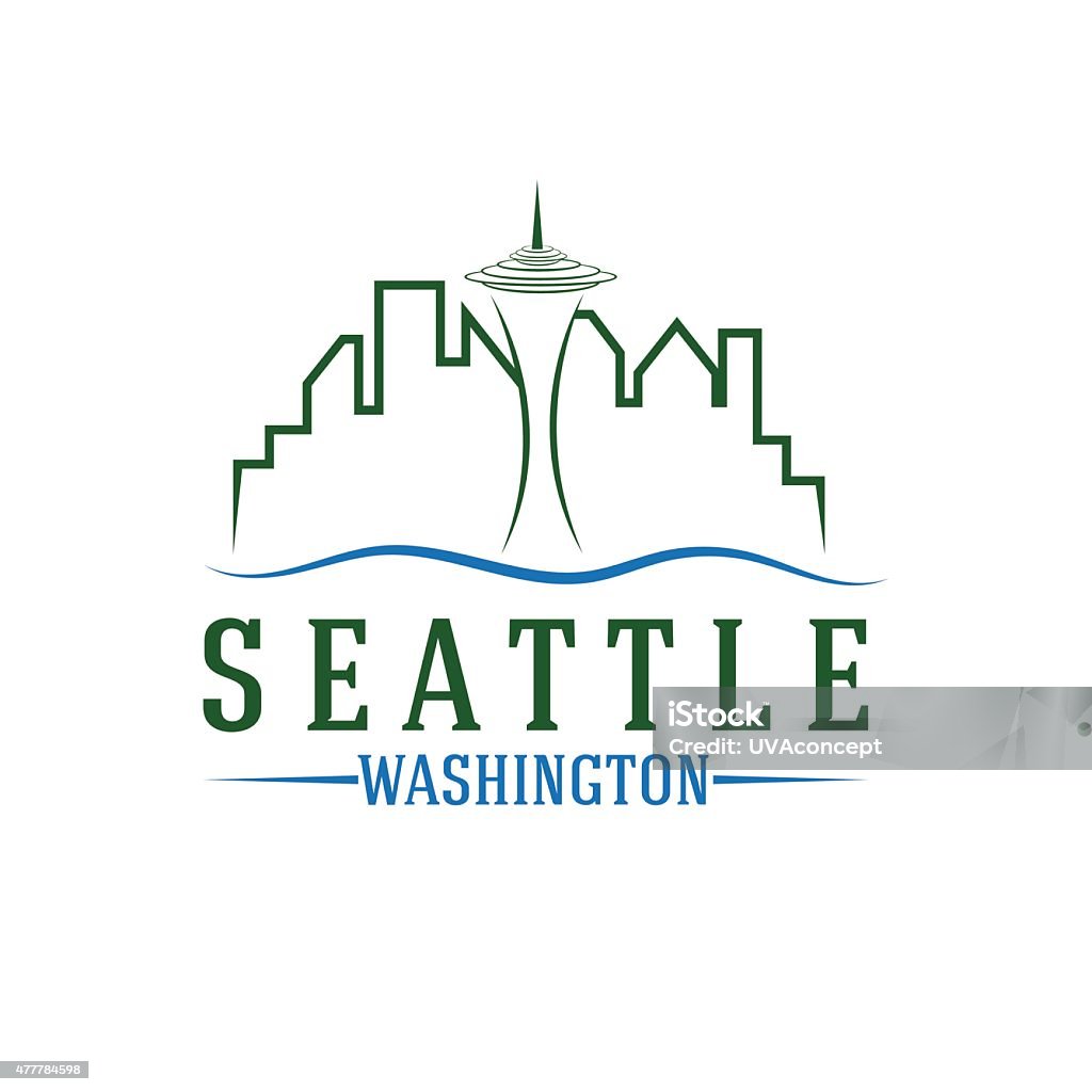 Seattle Washington Graphics Seattle Skyline Vector Design Template Stock Illustration - Download ...