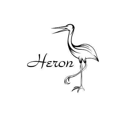 Heron bird in outline style