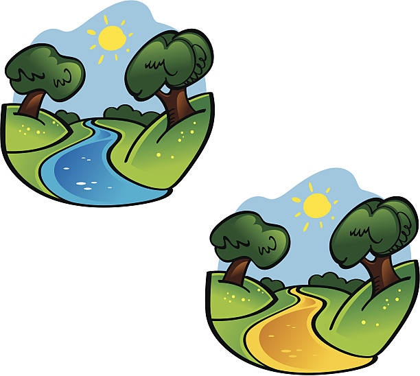 sommer-landschaft - fern forest tree area vector stock-grafiken, -clipart, -cartoons und -symbole