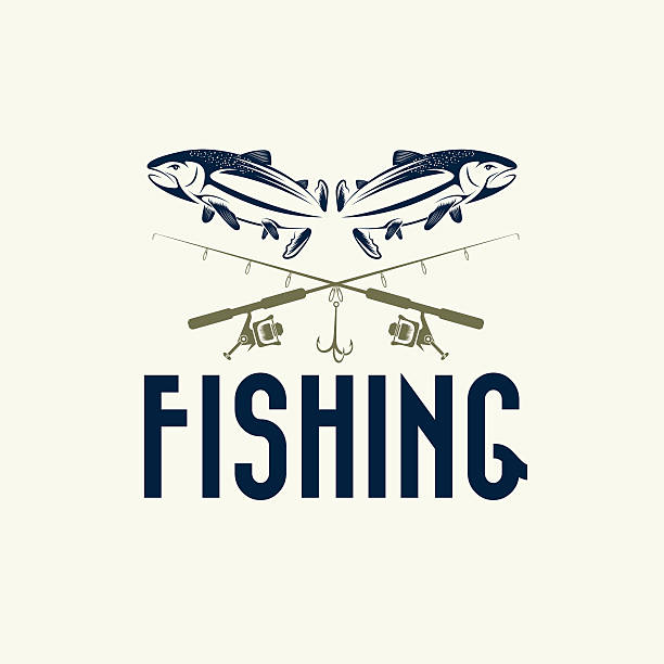 illustrazioni stock, clip art, cartoni animati e icone di tendenza di vettoriale modello di design vintage per la pesca - wild striped bass