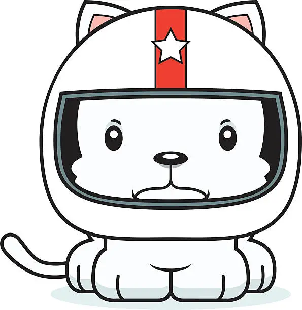 Vector illustration of Cartoon Angry Race Car Driver Kitten