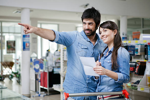 istock Couple shopping diy store 477788966