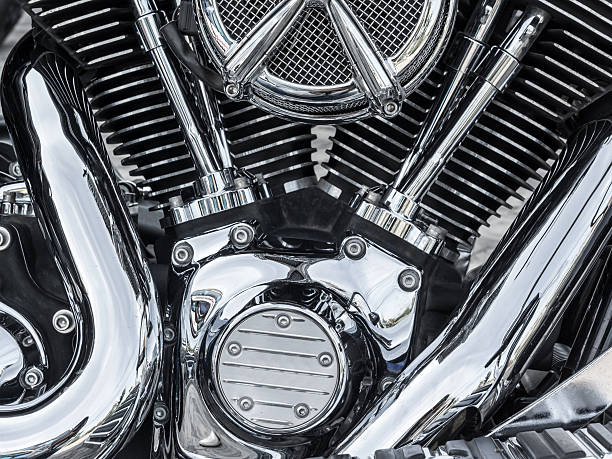 Motor bike detail - Engine block stock photo