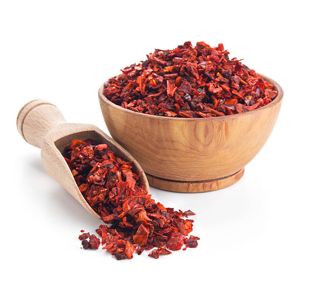 red dried paprika isolated on white stock photo