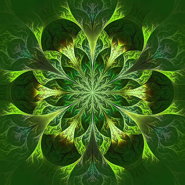 istock Beautiful fractal flower in green and yellow. 477790197