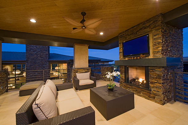 istock Living Room With Fireplace In Modern House 477790697