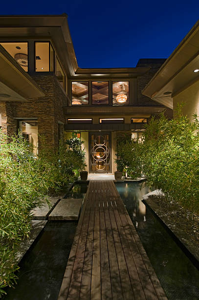 istock Two Storey House With Walkway Over Water 477790713
