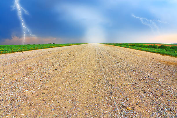 istock Rural road through the field 477794158