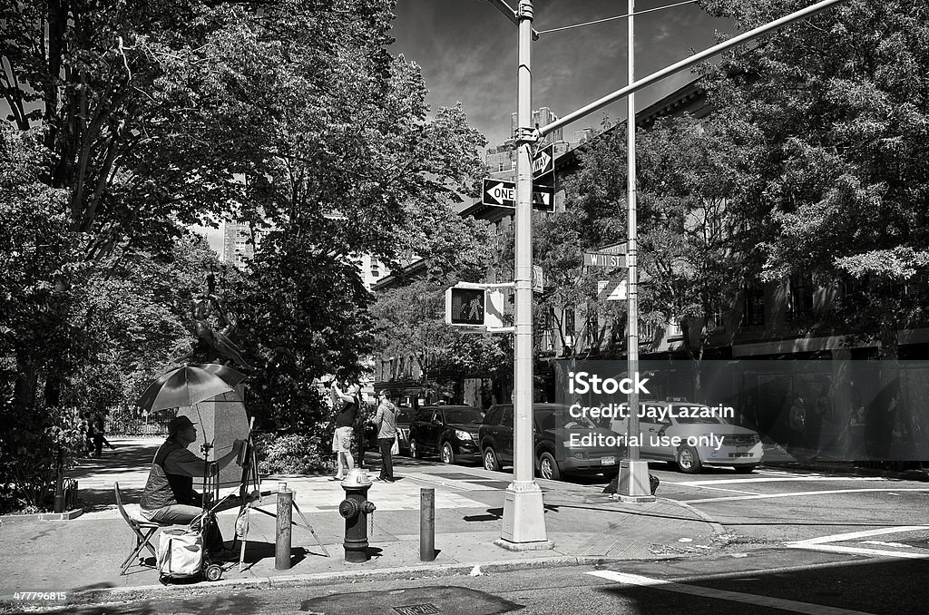 Artista en el trabajo, al oeste de Greenwich Village, Manhattan, Nueva York - Foto de stock de Adulto libre de derechos