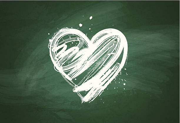Grungy heart over green chalkboard Illustration contains a transparency blends/gradients. Additional .aiCS5 file included. EPS 10 learning borders stock illustrations