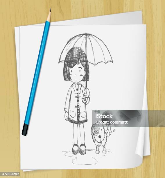 Sketch Stock Illustration - Download Image Now - Below, Black And White, Child