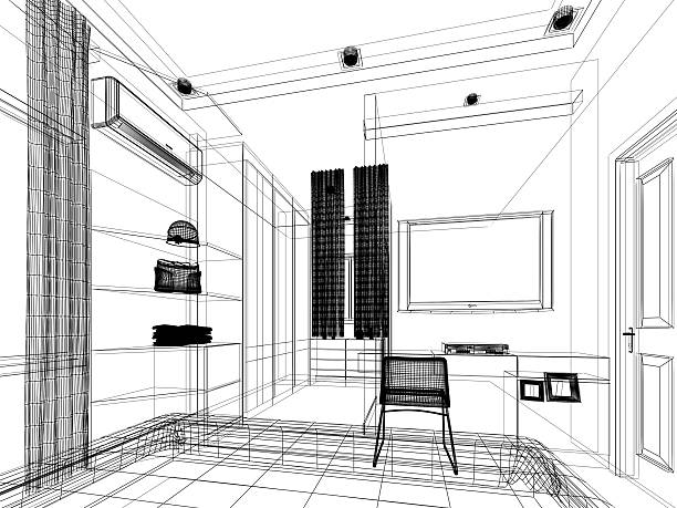 istock abstract sketch design of interior bedroom 477805034