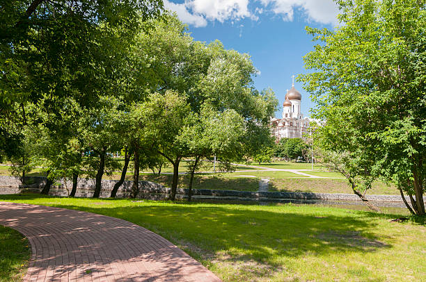 View on Russian orthodox church near Yauza river in Moscow