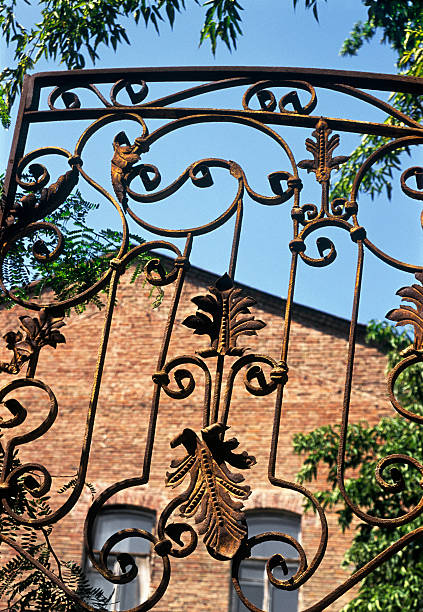 istock Fragment of old iron gate. 477806205