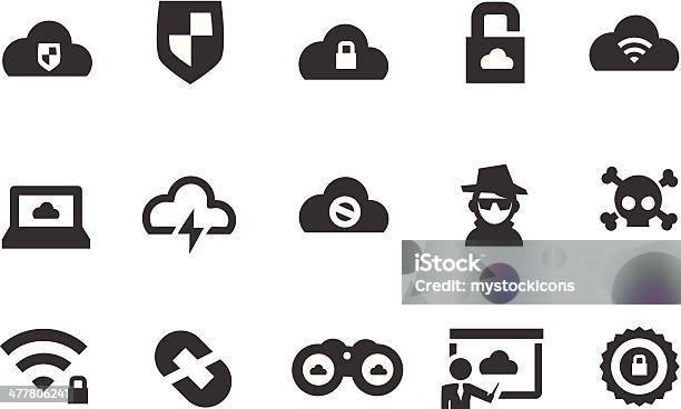 Vetores de Nuvem De Ícones De Segurança e mais imagens de Spyware - Spyware, Ícone de Computador, Caveira - Símbolo de Advertência