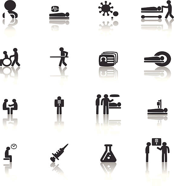 Patient Icon Vector File of Patient Icon Set with Reflect x ray results stock illustrations