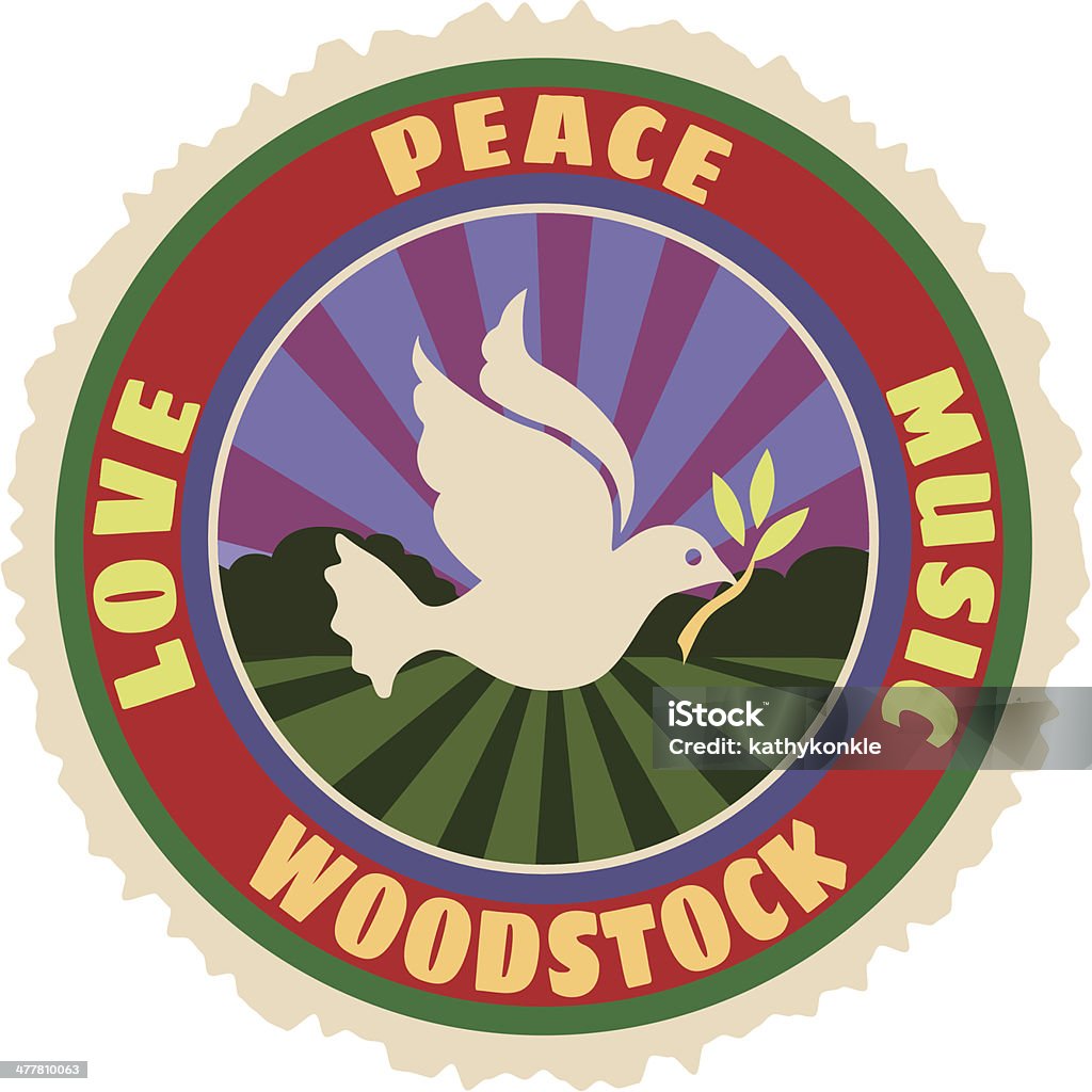 Woodstock bagagli etichetta o adesivo di viaggio - arte vettoriale royalty-free di Festival di Woodstock - New York