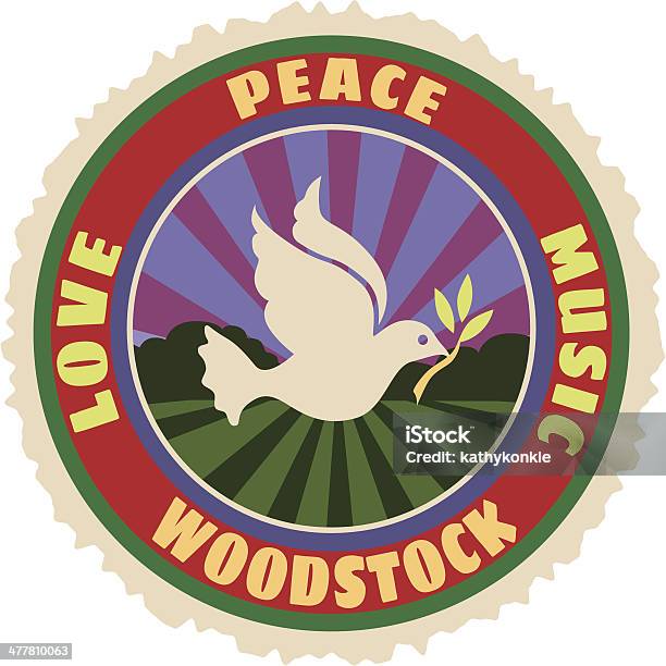 Woodstock Bagagli Etichetta O Adesivo Di Viaggio - Immagini vettoriali stock e altre immagini di Festival di Woodstock - New York - Festival di Woodstock - New York, Simboli della pace, Segno di pace