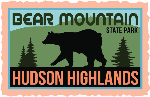 Vector Bear Mountain, New York travel sticker or luggage label