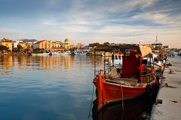 Fishing boats in the port of Patras, Peloponnese, Greece.