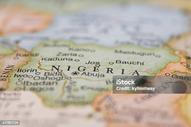 Macro Of Map Of Nigeria Stock Photo - Download Image Now - Nigeria, Map, Sea