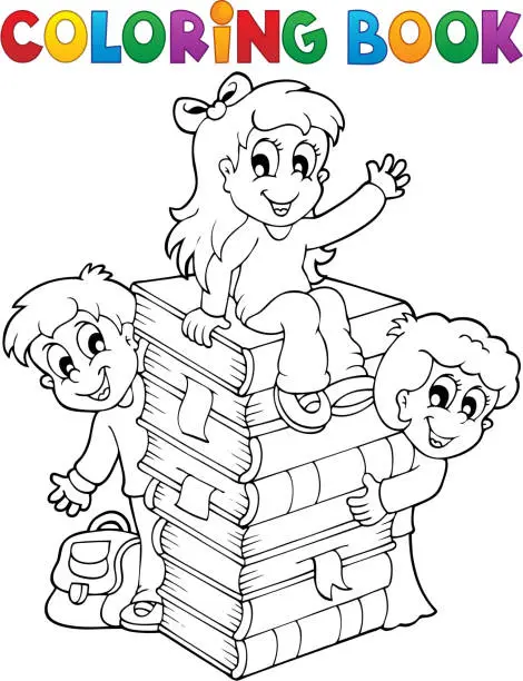 Vector illustration of Coloring book kids theme 4