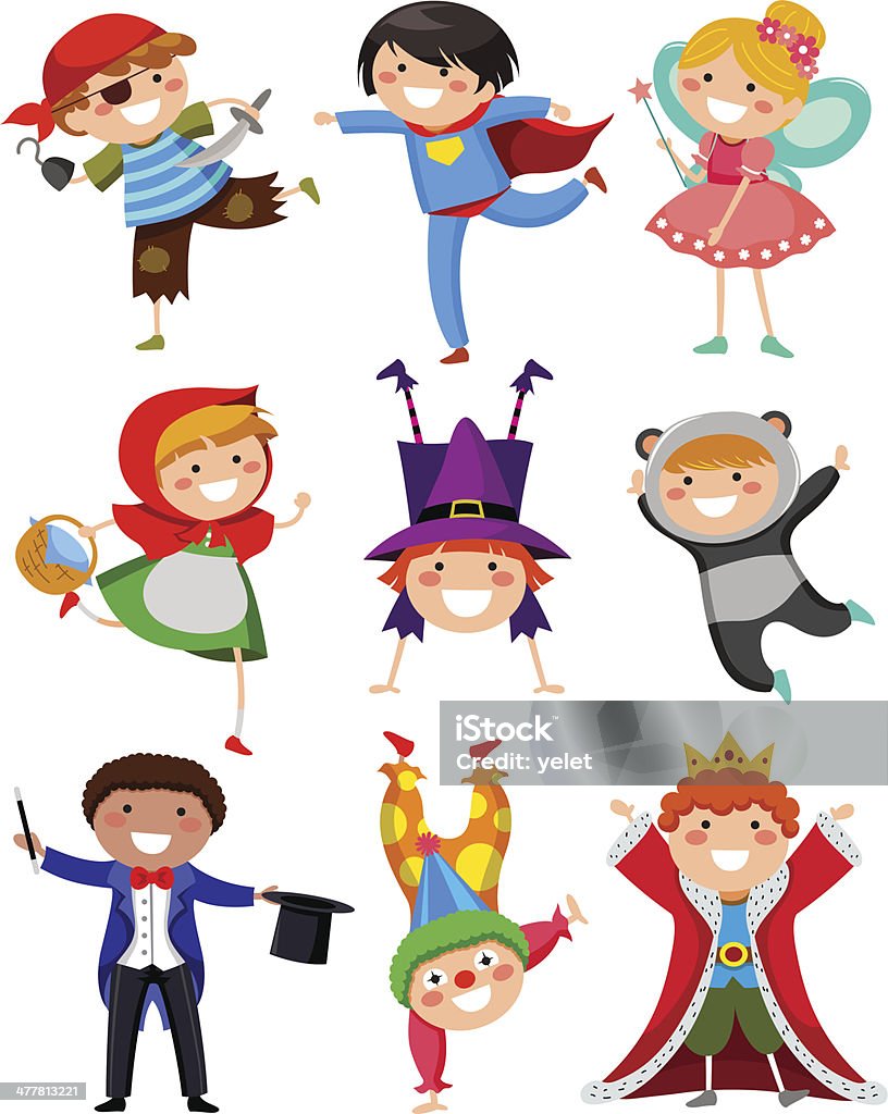 kids wearing costumes set of kids wearing different costumes Child stock vector