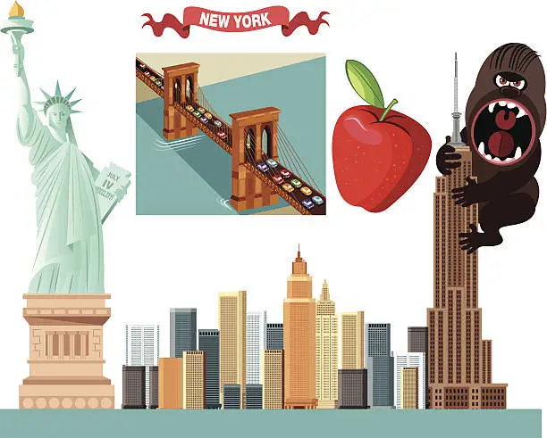 Vector illustration of New york Symbols