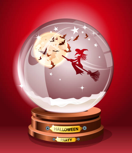 halloween globe drawn of vector halloween globe.This file has been used illustrator cs3 EPS10 version feature of multiply. snow globe empty silhouette stock illustrations