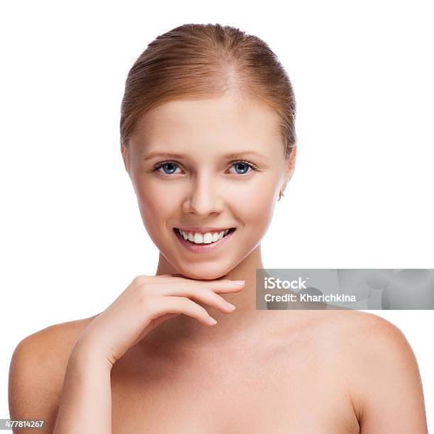 Portret Młodego Piękna Kobieta Z Zdrowej Skóry - zdjęcia stockowe i więcej obrazów Bez koszulki - Bez koszulki, Blond włosy, Cera