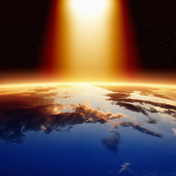 istock Abstract image of bright light over planet Earth 477814465