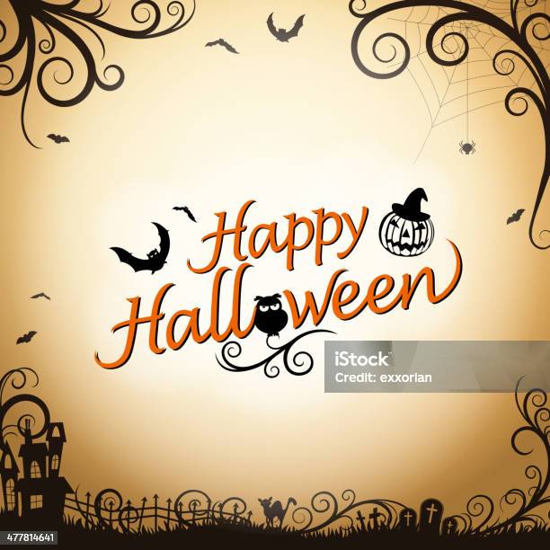 Spooky Halloween Stock Illustration - Download Image Now - Halloween, Text, Animal