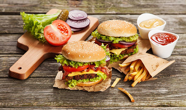 istock Delicious hamburger and fries 477816474