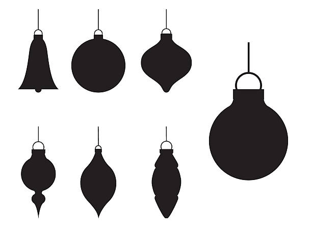 stockillustraties, clipart, cartoons en iconen met various silhouette christmas baubles - kerstballen
