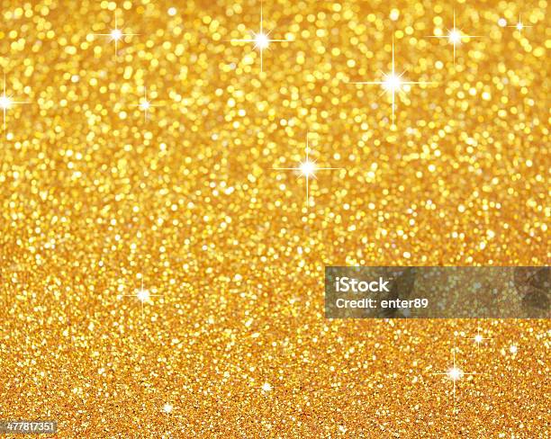 Sfondo Glitter Dorato - Fotografie stock e altre immagini di A forma di stella - A forma di stella, Anniversario, Arancione