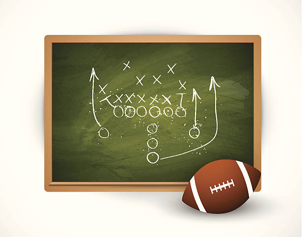 istock Football play drawn out on a chalk board 477817599
