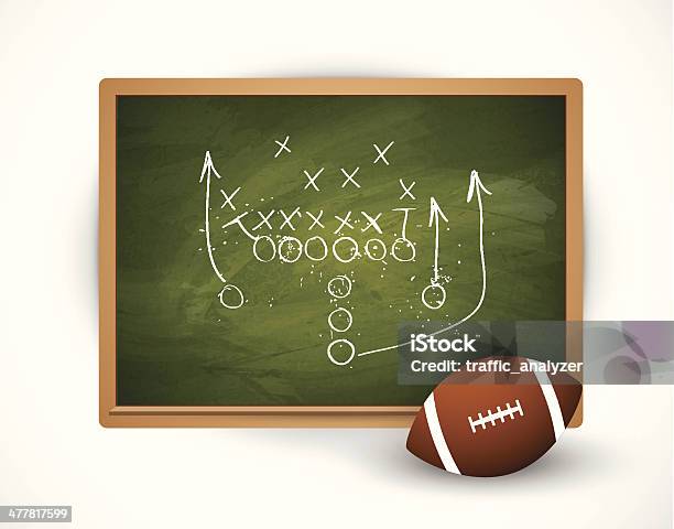 Football Play Drawn Out On A Chalk Board Stock Illustration - Download Image Now - American Football Field, Diagram, American Culture