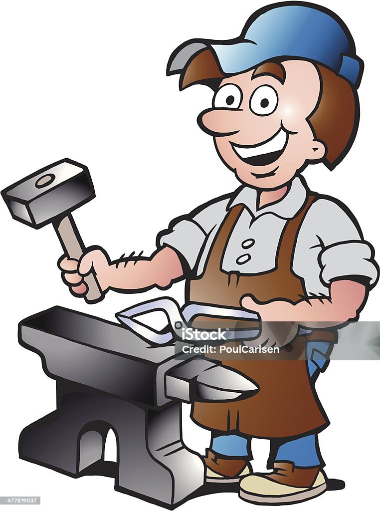 Illustration of an Happy Blacksmith Worker illustration of an Happy Blacksmith Worker Adult stock vector