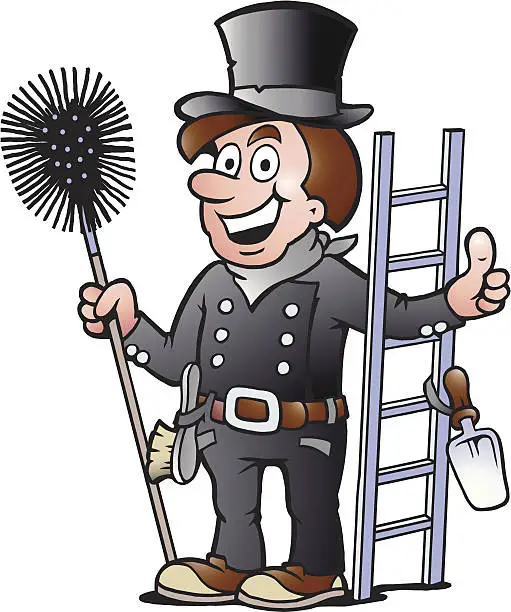 Vector illustration of Illustration of an Happy Chimney Sweep