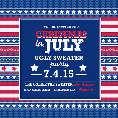 Knit pattern Tacky Sweater in July Holiday party invitation