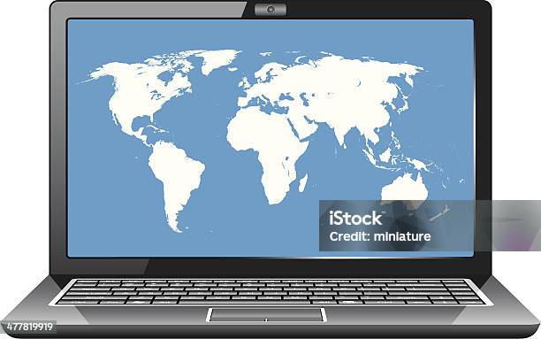 Laptop With World Map Stock Illustration - Download Image Now - Canada, Laptop, Map
