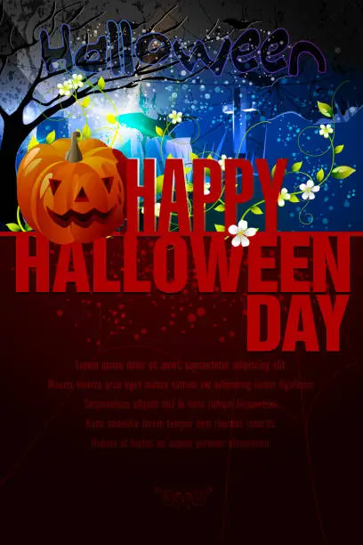 Vector illustration of Halloween Background with Copy space