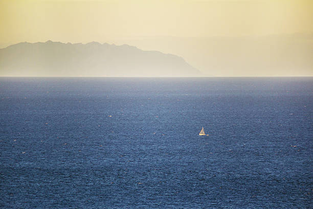 Yacht sailing rough sees in the Hauraki Gulf stock photo